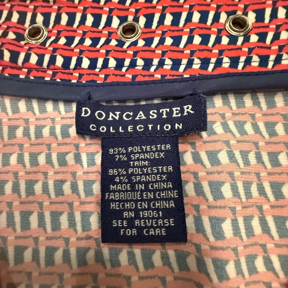 Doncaster Red/Navy V-Neck Women's 3/4 Sleeve Gold Chain Top Size 14/XL - Picture 5 of 10